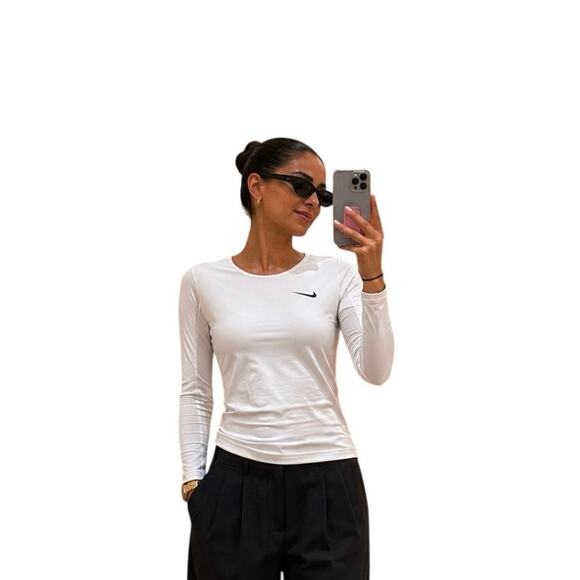 Nike Tops - Nike Dri-FIT Womens Long Sleeve Shirt Large White Athletic Running Training Top